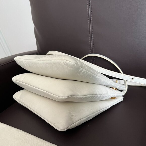 Céline Large Trio Crossbody Bag in White Lambskin - Picture 7 of 16